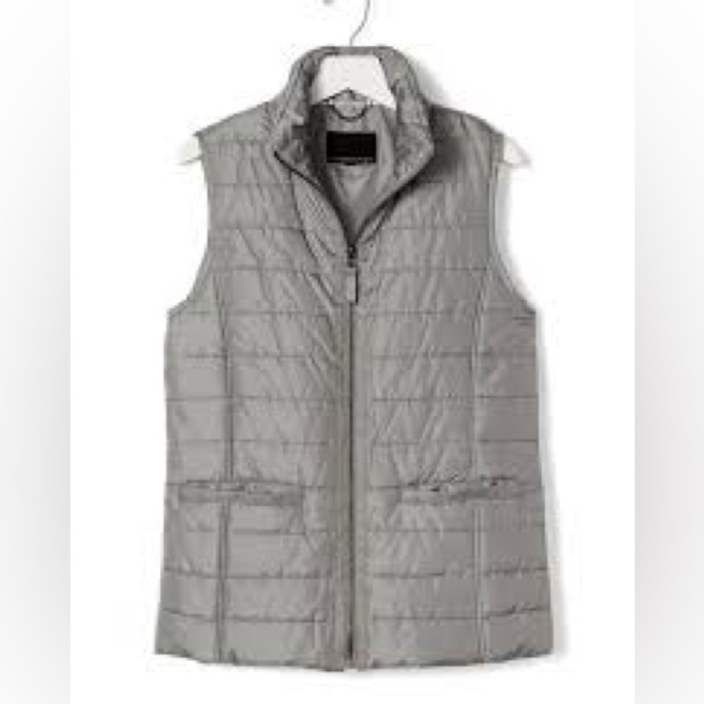 Banana Republic Quilted Puffer Vest Tarpoon Gray XS